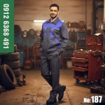 لباس کار مهندسی سیناورک کاپشن شلوار طوسی آبی پارچه فلامنت کجراه