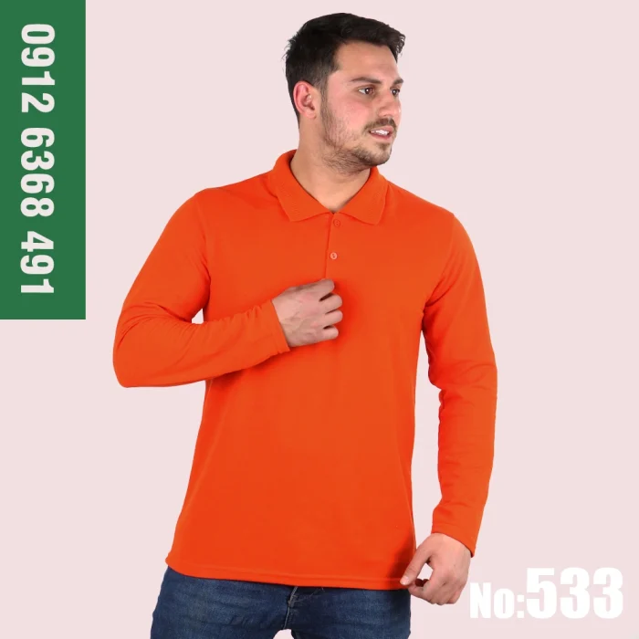 تیشرت کار پوشکا جودون پنبه آستین بلند نارنجی